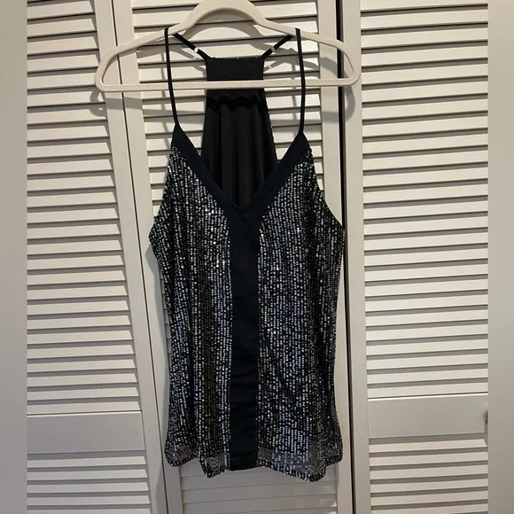 Shawhuwa Women's Fashion V Neck Sequin Strappy Flowy Tank - Picture 2 of 10